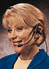 Office worker wearing headset